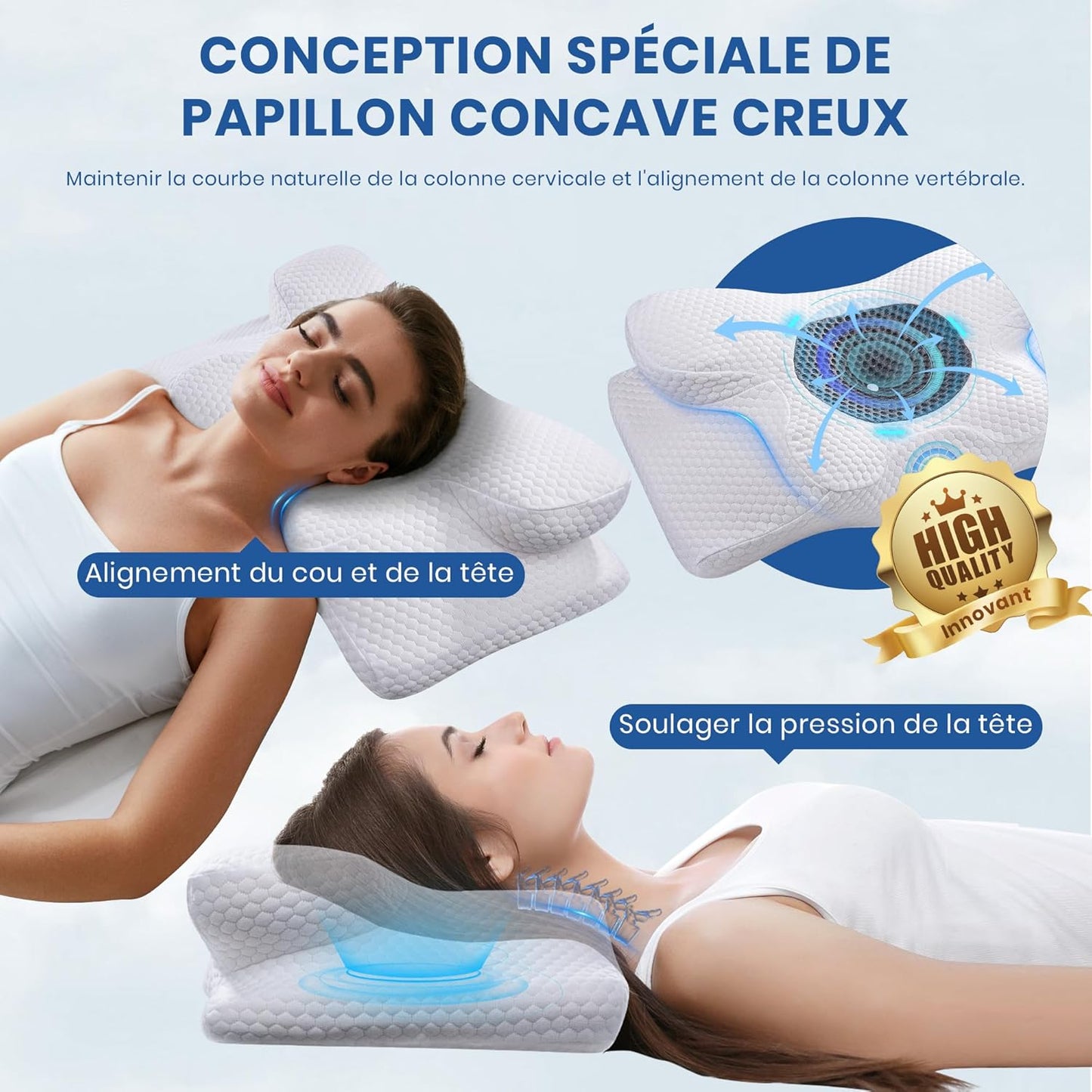 🌙 Oreiller Ergonomique à Mémoire de Forme