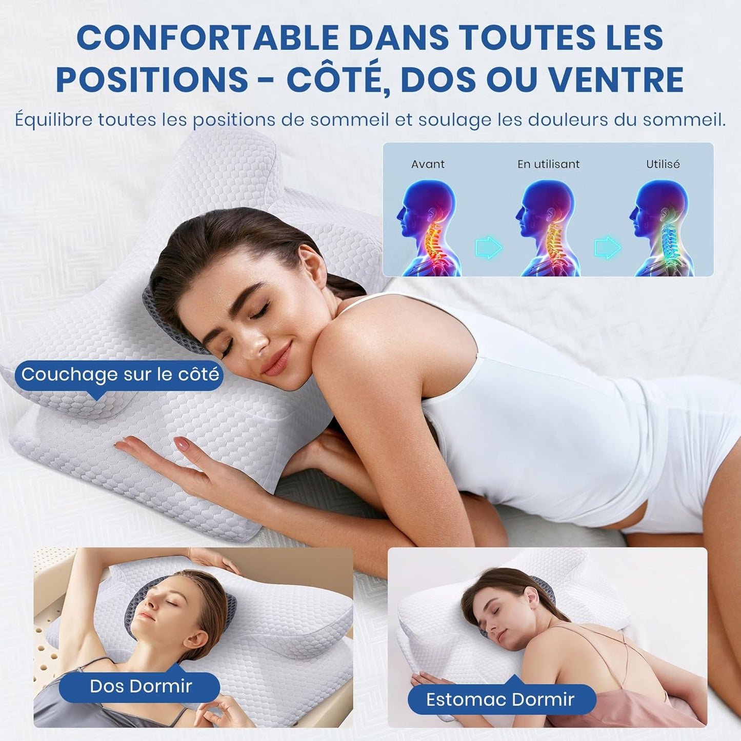 🌙 Oreiller Ergonomique à Mémoire de Forme
